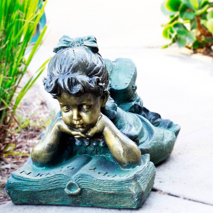 Alpine Corporation - Wholesale Outdoor Ornament/Decor - Alpine Corporation Girl Laying Down Reading Book Statue