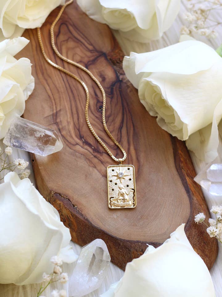 Star Tarot Card Gold Necklace for wholesale by Malabella Jewels