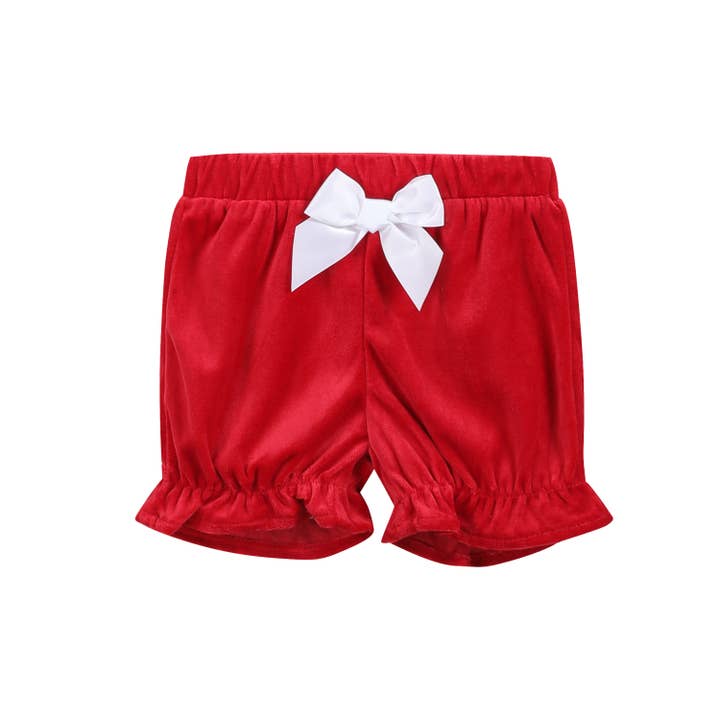 Lil Cactus - Wholesale Clothing Set - Baby - Red Velvet Christmas Smocked Dress and Bloomers Set