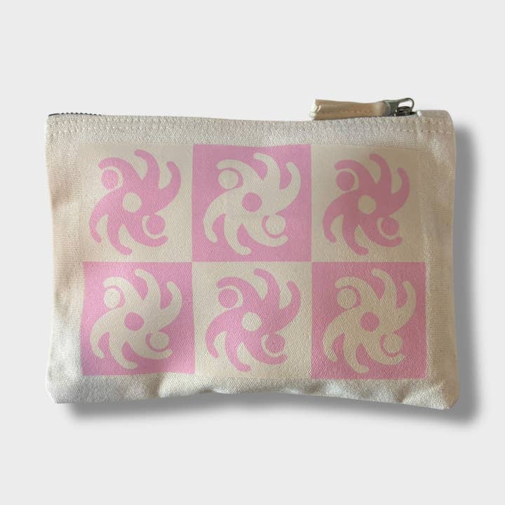Pink Checkerboard Canvas Pouch for wholesale by Betty Ratbag