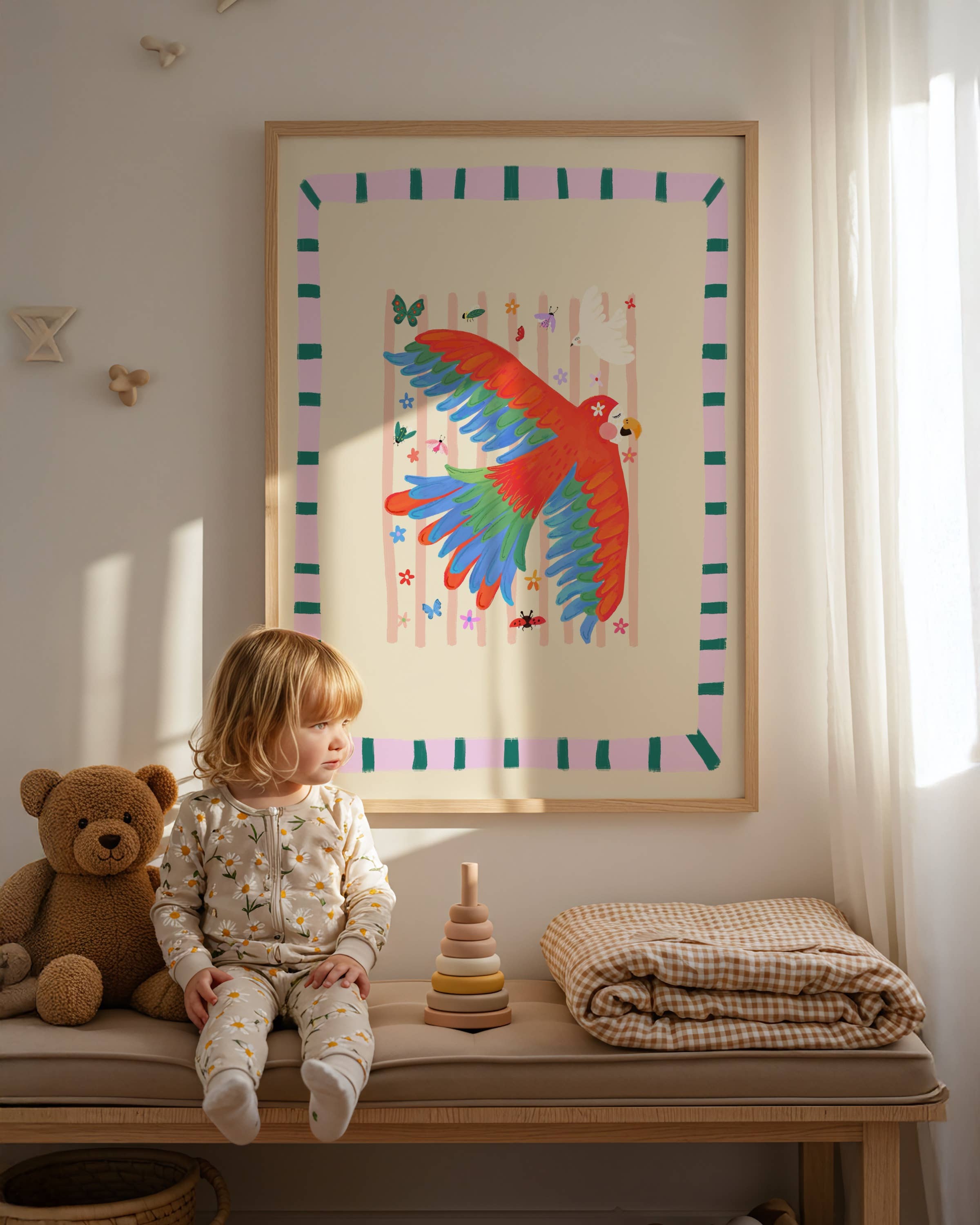 Kate Fox Design - Wholesale Art Print - Polly Parrot. Kids Art Print, Colourful Art, Fun Animal, 0