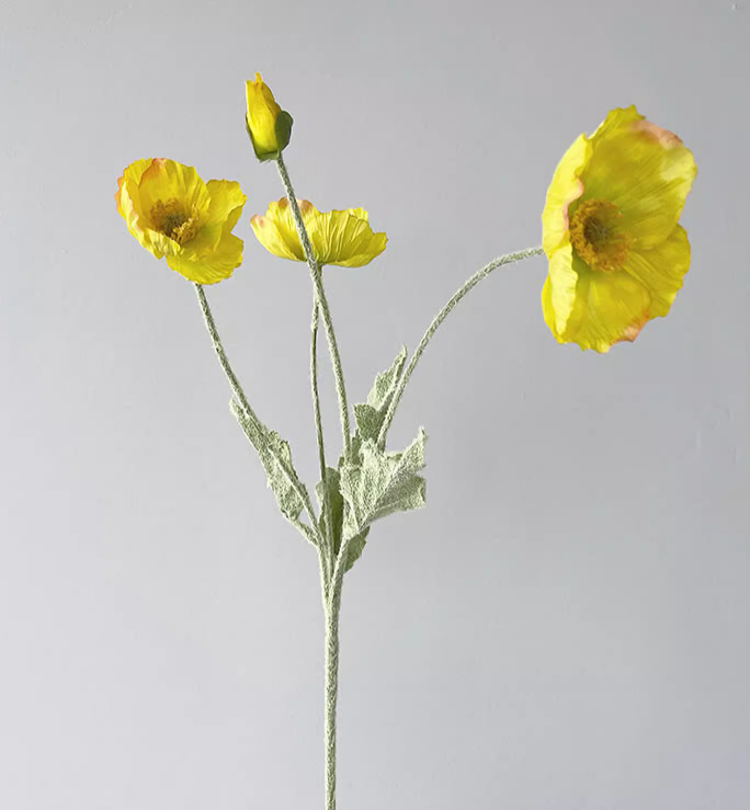 Sweet Home Deco - Wholesale Artificial Flowers - 22'' Single Flocked Floral Poppy Spay, Colorful Silk Poppies19