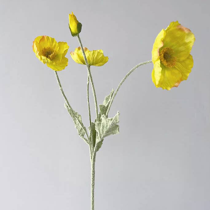 Sweet Home Deco - Wholesale Artificial Flowers - 22'' Single Flocked Floral Poppy Spay, Colorful Silk Poppies11