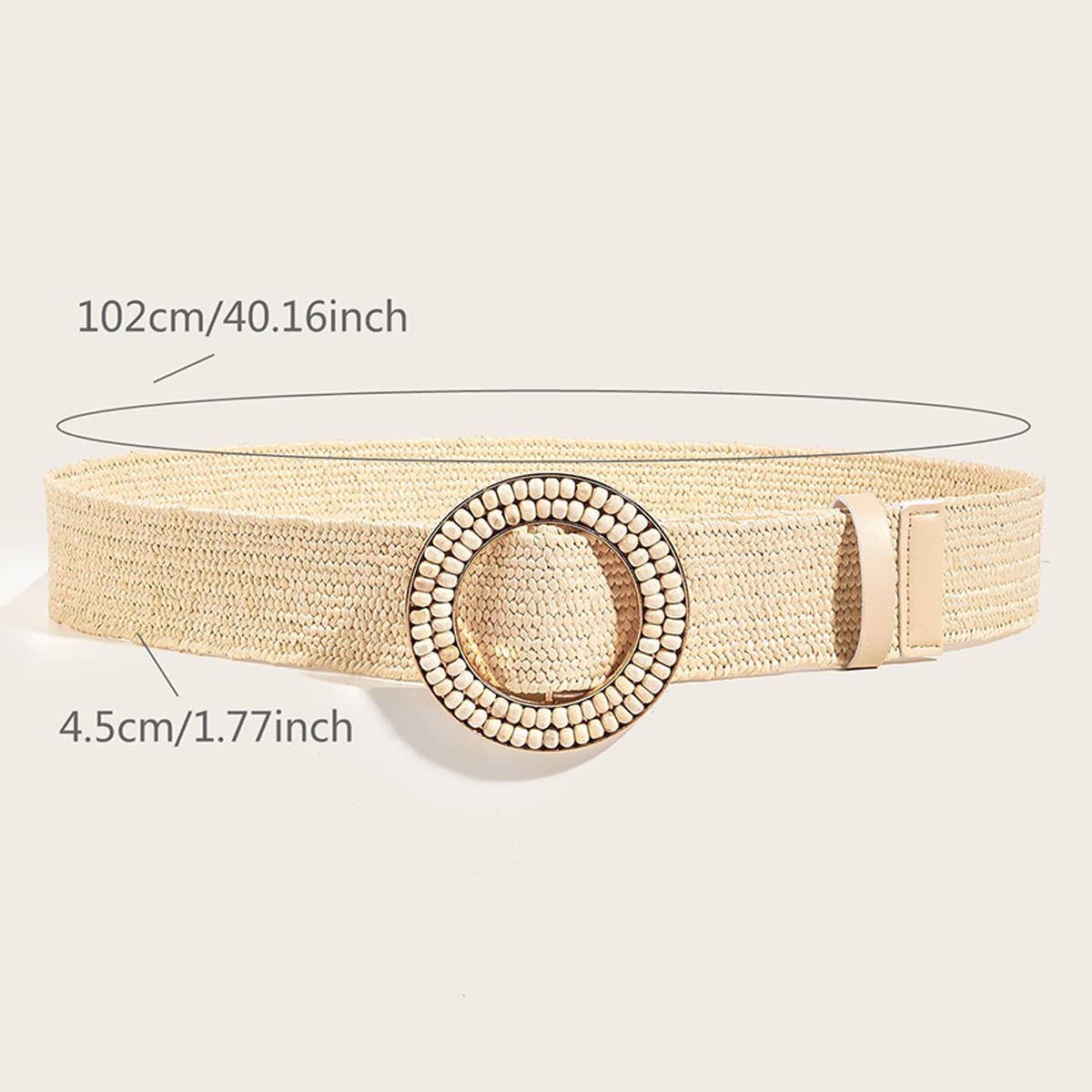 ACCITY - Wholesale Belt - Women's - HAND-EMBELLISHED ROUND BUCKLE STRAW BELT_CWABE04395