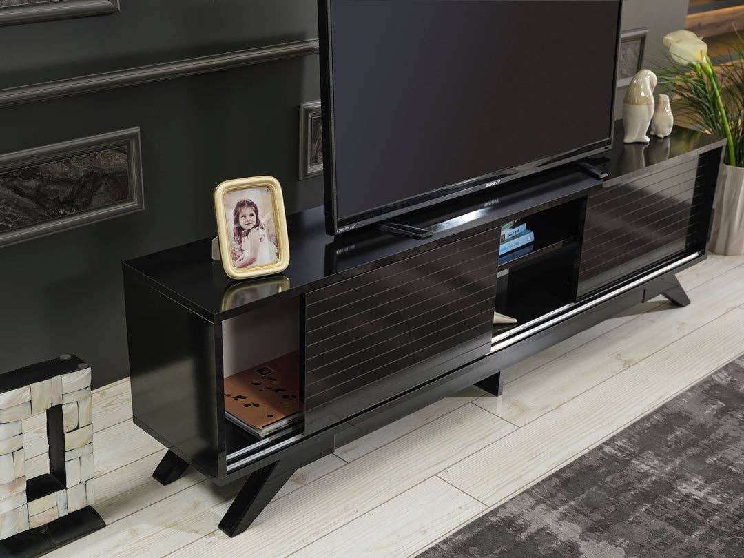 Luxia Tv Stand Black for wholesale on Faire8