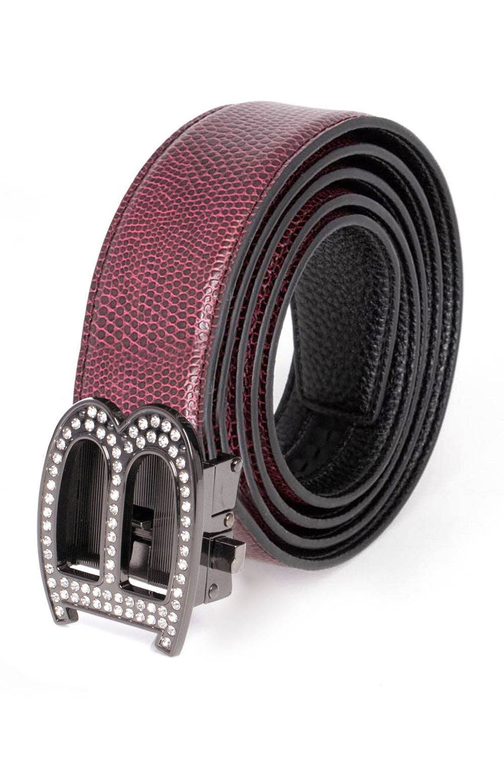 BARABAS – wholesale Belt – Men's – Men's Rhinestone B Letter Buckle Leather Belt BK8104