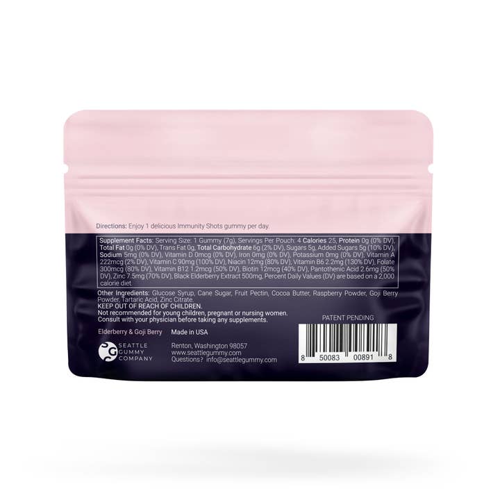 Seattle Gummy Company - Wholesale Oral Supplement/Vitamin - Immunity Shots Elderberry Goji Berry Multivitamin 48-Serving