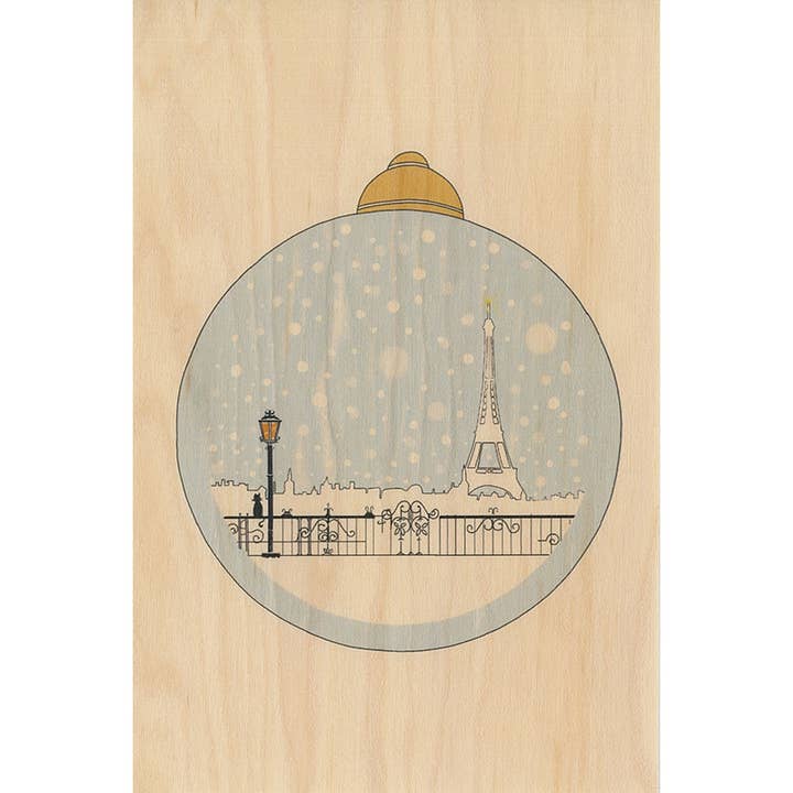 Woodhi - Wholesale Postcard - Wood Postcard Paris Icons Baubel
