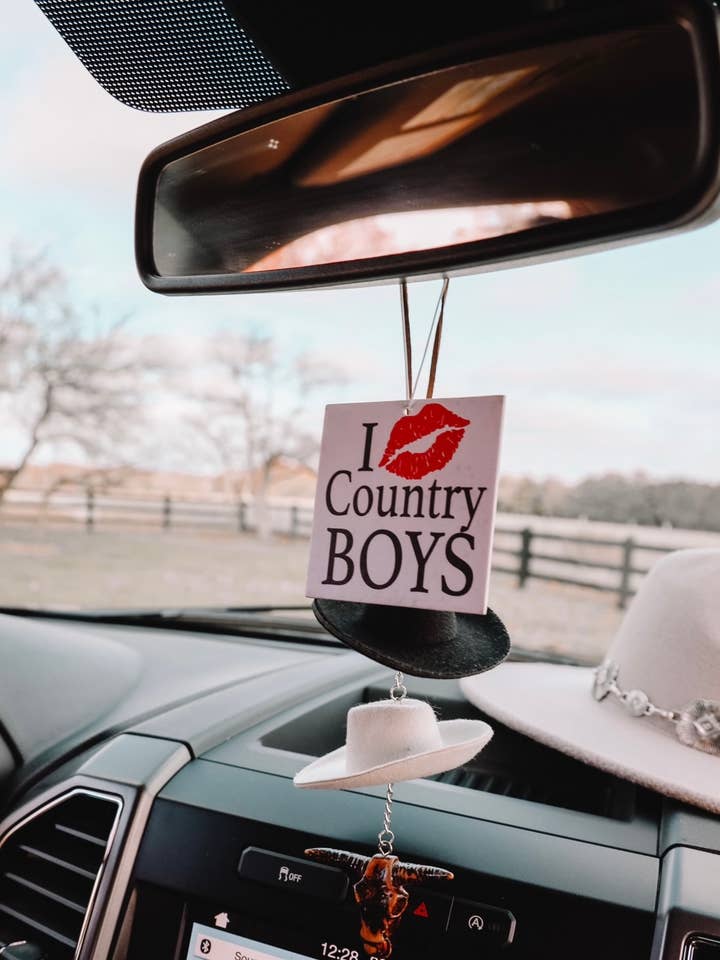 I Love Country Boys Air Freshener for wholesale by The Front Porch Label