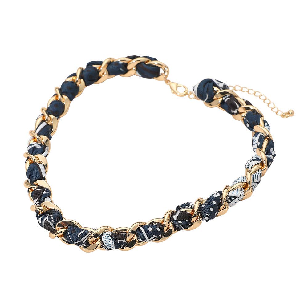 Sensibling Corp. - Vente Collier maille et chaîne - Écharpe en tissu avec collier chaîne en métal5