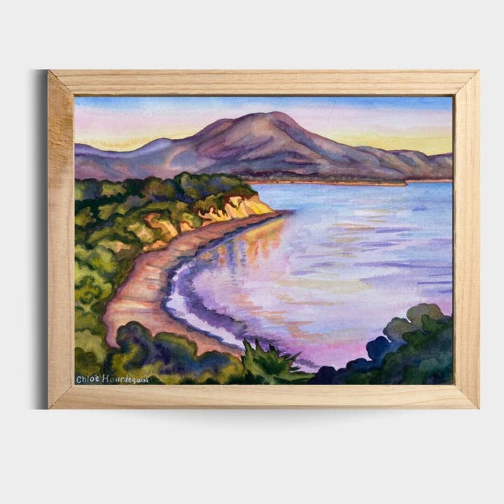 Summerland Beach akvarell konst 11"x14" Skriv ut för wholesale av Chloe Marie Hourdequin Designs