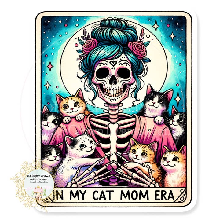 Tarot Card In My Cat Mom Era Vinyl Decal Sticker for wholesale by cottage + crown
