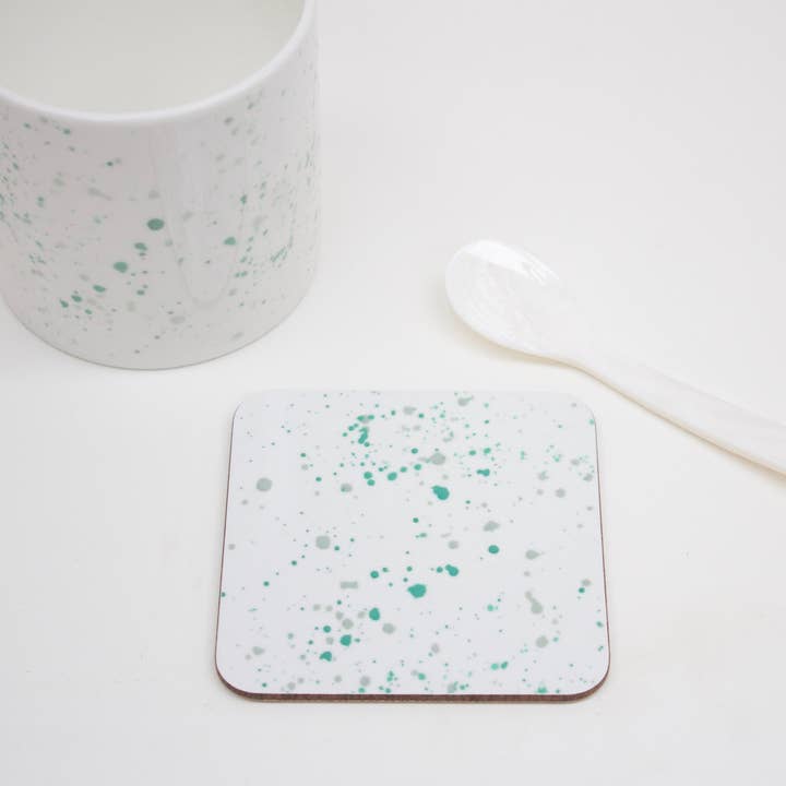 Blaugrün Splatter Untersetzer für den Großhandel von Rolfe and Wills