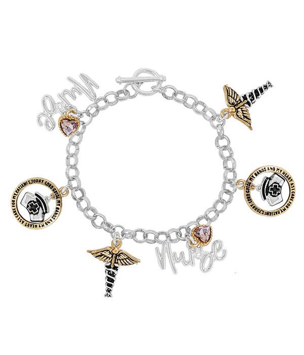 Jewelry Max - Wholesale Charm/Dangle Bracelet - ( H738 )  MEDICAL THEME MULTI CHARM TOGGLE BRACELET0