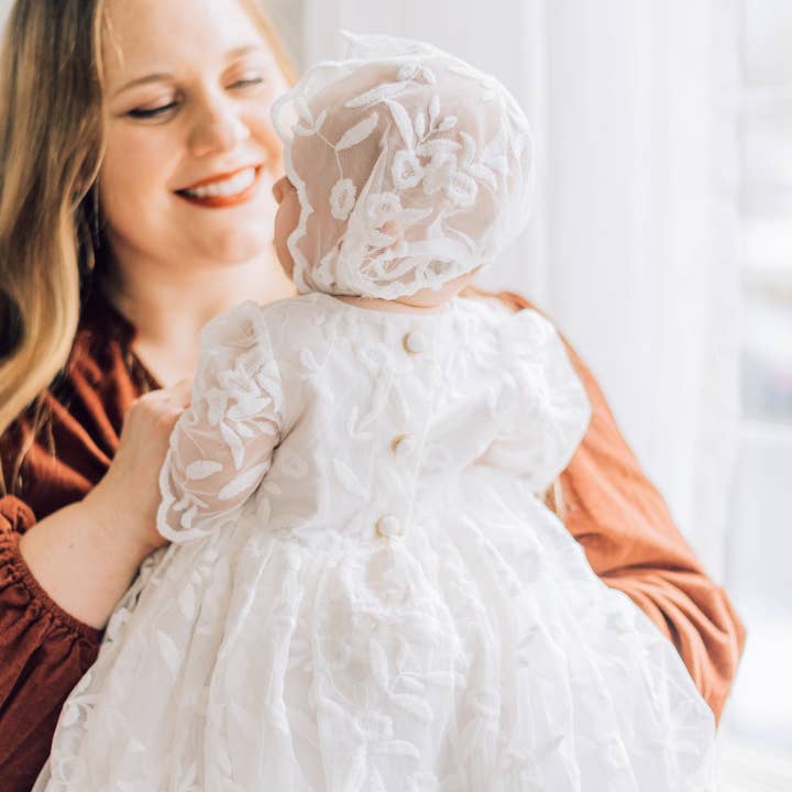 Miriia - Wholesale Dress - Baby - Charlotte Baby Girl White Lace Christening Baptism Dress5