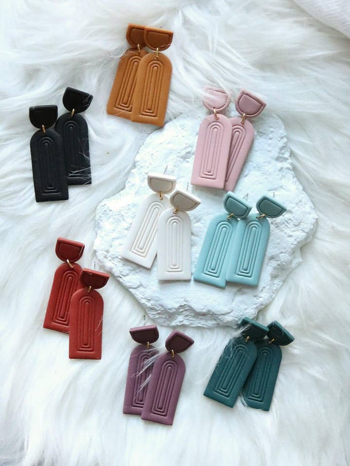 Column Polymer Clay Earrings | Choose Your Colour for wholesale by Petal & Posy