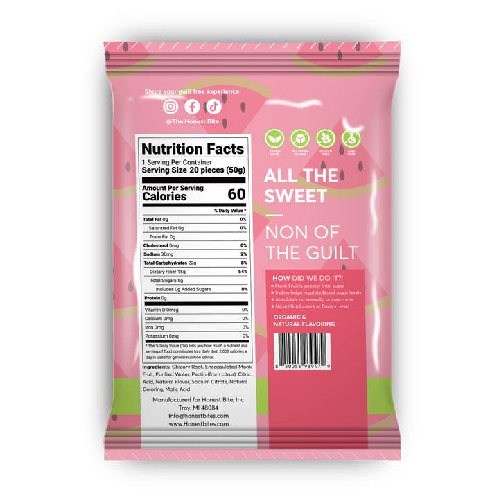 Honest Bites - Wholesale Gummy - SOUR WATERMELON 6 PACK2