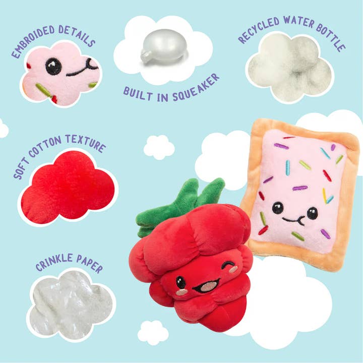 Pet Palette Distribution - Wholesale Pet Plush Toy - Dog - SnugArooz Poptart and Raspberry Plush Dog Toy 2pk