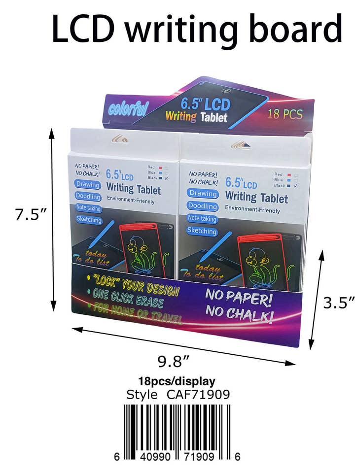 LCD Writing Tablet 6.5 inches Free Display Included for wholesale by Confetti Two LLC