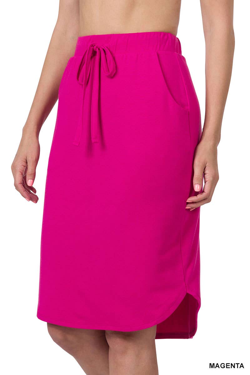 42POPS – Engroshandel Nederdel - Dame – ",,..Elastisk Talje Selvbindende Tulipankant Nederdel m/Lommer12