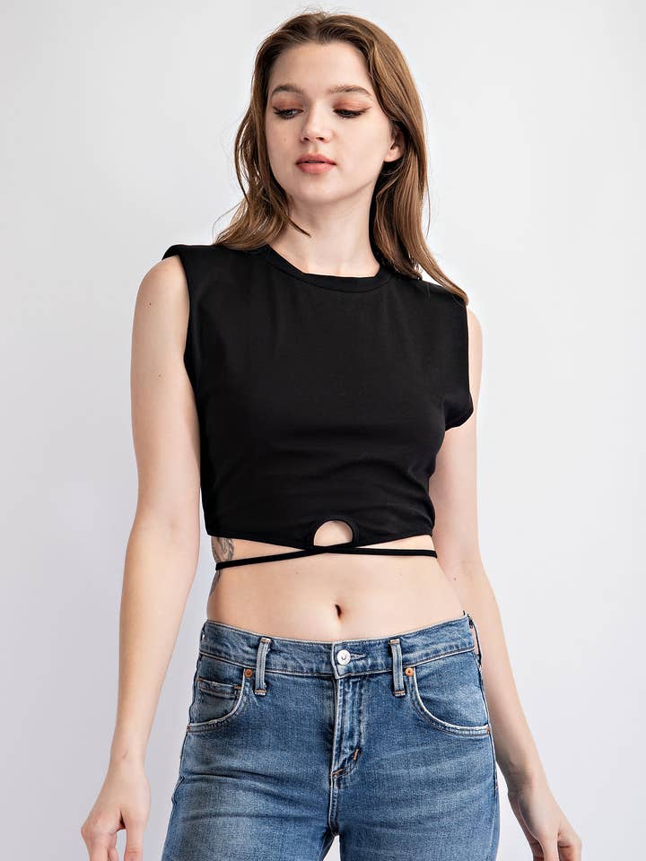 Tt1653 Muskel Crop T-shirt med Bindebånd i Taljen for engroshandel hos Edit by Nine