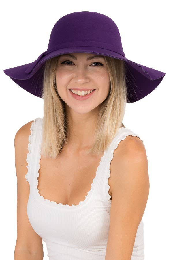 Cap Zone - Wholesale Fedora - Women's - Floppy Sun Hat with Bowknot Wide Brim Felt Hat4