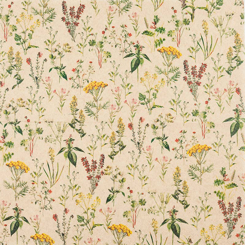 Home Fashion - Carl Dietrich GmbH - Venta al por mayor Servilletas desechables - Servilletas de papel reciclado para almuerzo con diseño de hierbas del prado1