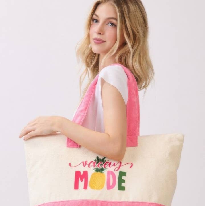 CC Wholesale Clothing - Wholesale Tote Bag - Women's - Vacay Mode Terry Tote