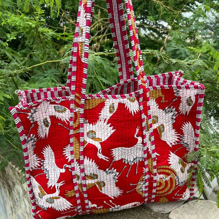 bhavnas boutique - Wholesale Beach Bag - Indian Block Printed Cotton Bag Beach Bag Quilted Jhola Bags