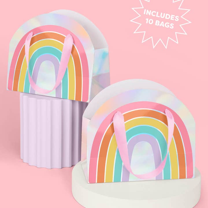 xo, Fetti - Wholesale Gift Bag Set/Pack - Rainbow Gift Bags - 10 iridescent + rainbow bags