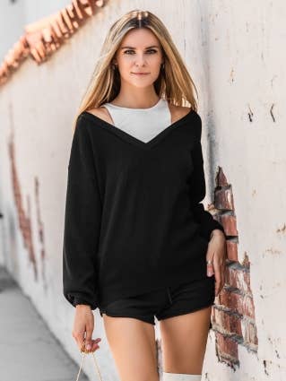 Gebreide trui met twee lagen - zwart voor wholesale door KTNN Studio Inc.