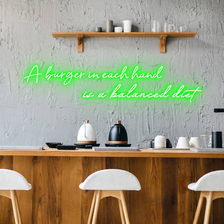 NexGenow - Wholesale Neon sign - Burger Balanced Diet - Neon Sign - Burger Neon10