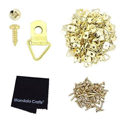 Mandala Crafts - Wholesale Picture Frame - Triangle Picture Hanger D Ring Hardware Kit with Screws for Hanging Frames, Art, and Paintings; 200 Sets by Mandala Crafts1