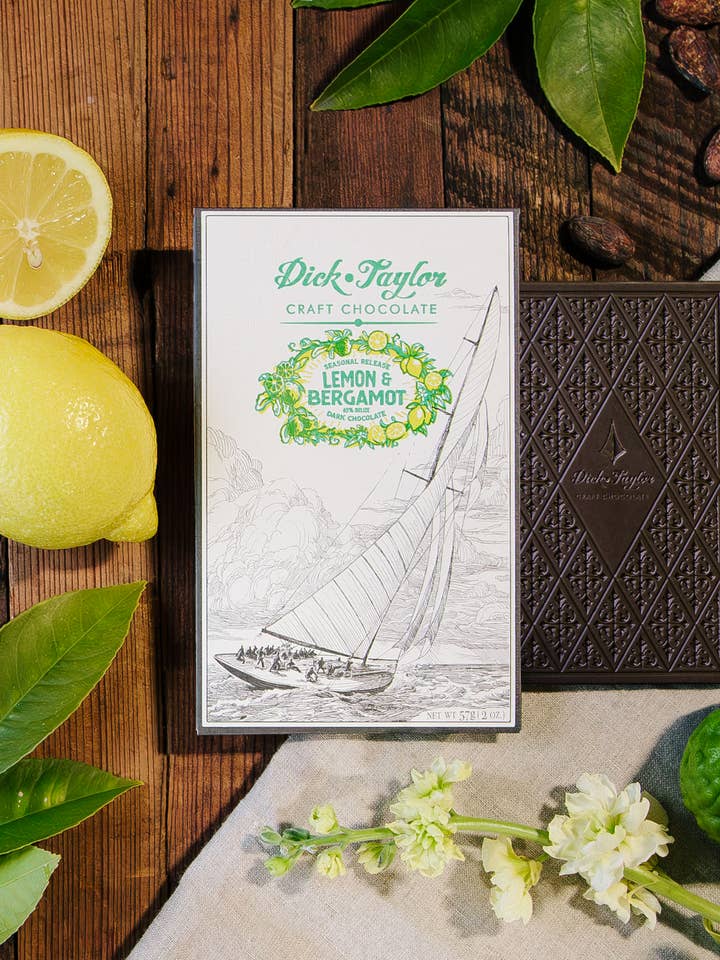 Lemon Bergamot 65% Dark Chocolate for wholesale by Dick Taylor Craft Chocolate