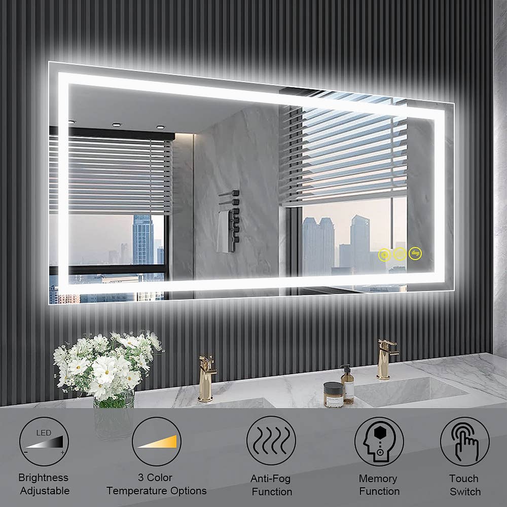Brio Lighting - Wholesale Bathroom Mirror - GlareGuard 24x40" Anti-Fog  Backlit LED Bathroom Mirror7