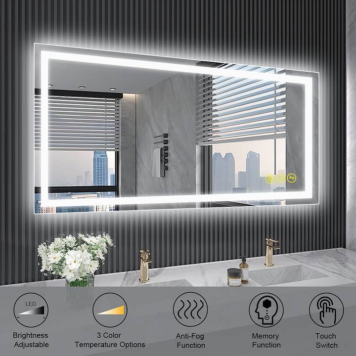 Brio Lighting - Wholesale Bathroom Mirror - GlareGuard 24x40" Anti-Fog Backlit LED Bathroom Mirror7