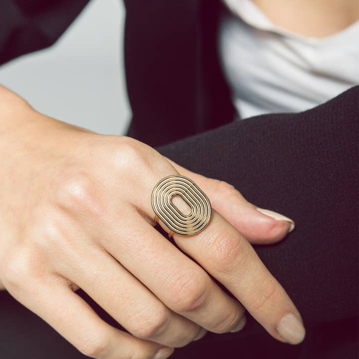 Lovelyday bijoux - Vendita all'ingrosso Anelli cocktail/statement - Anello a 7 vie, prodotto in Francia, oro 18 carati