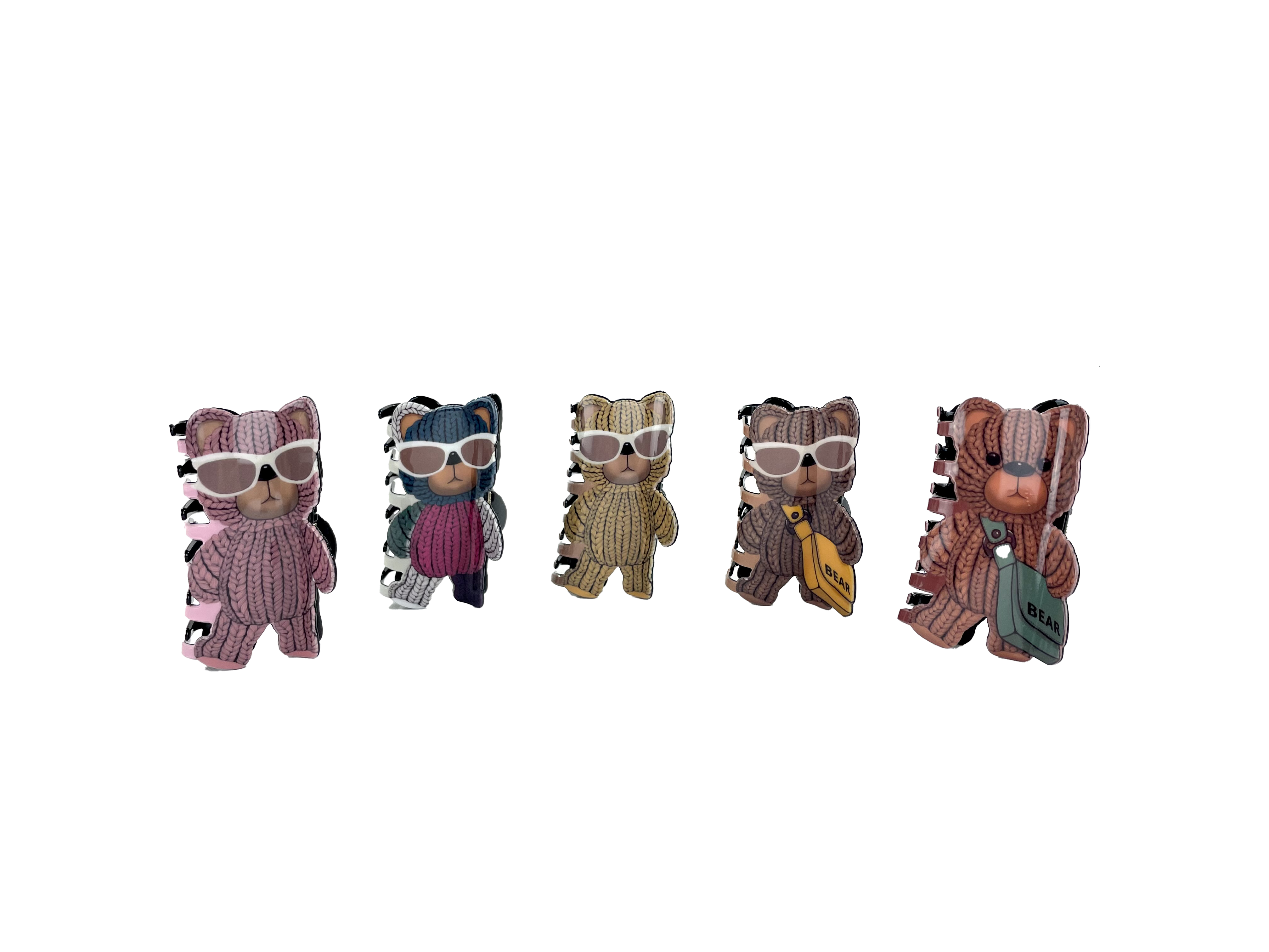 ASSORTED Cute Sunglass Bear Claw Clip JC3610-22 (12PC) for wholesale on Faire3
