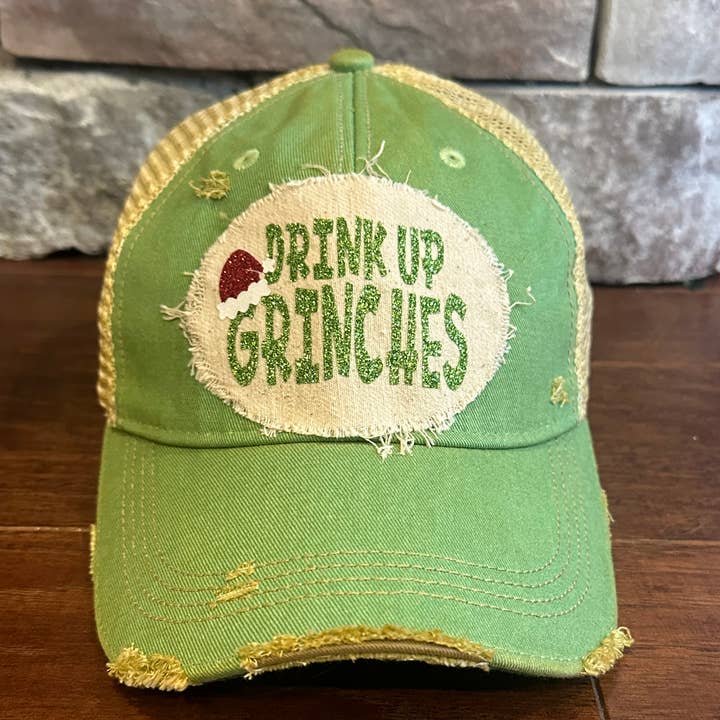 BohoGroove - Wholesale Baseball Cap - Women's - Drink Up Grinches Hat, Christmas Hat, Girlfriends Hat12
