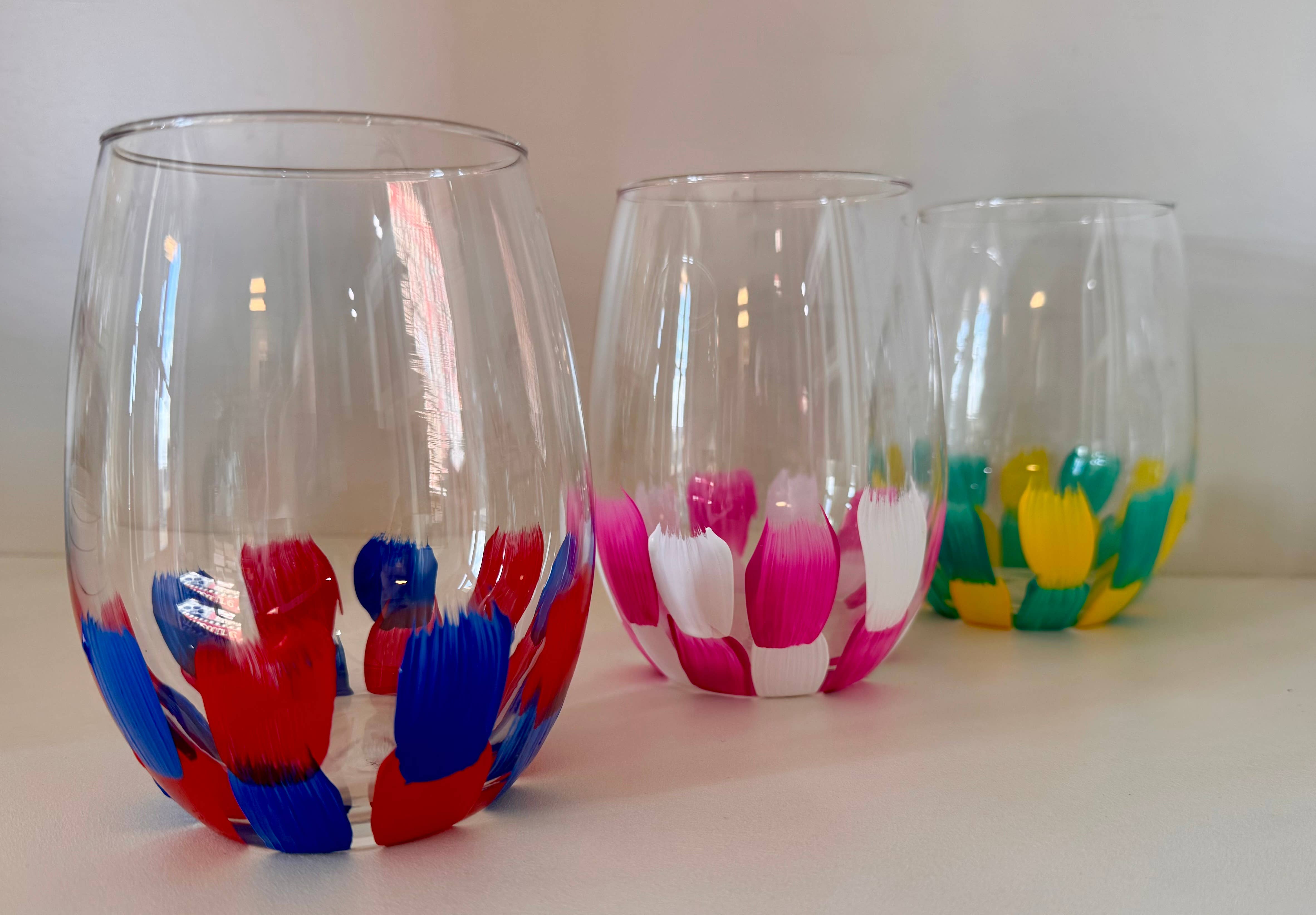 Hand Painted Glass, Co - Wholesale Wine Glass - Two-Tone Color Block Wine Glasses1