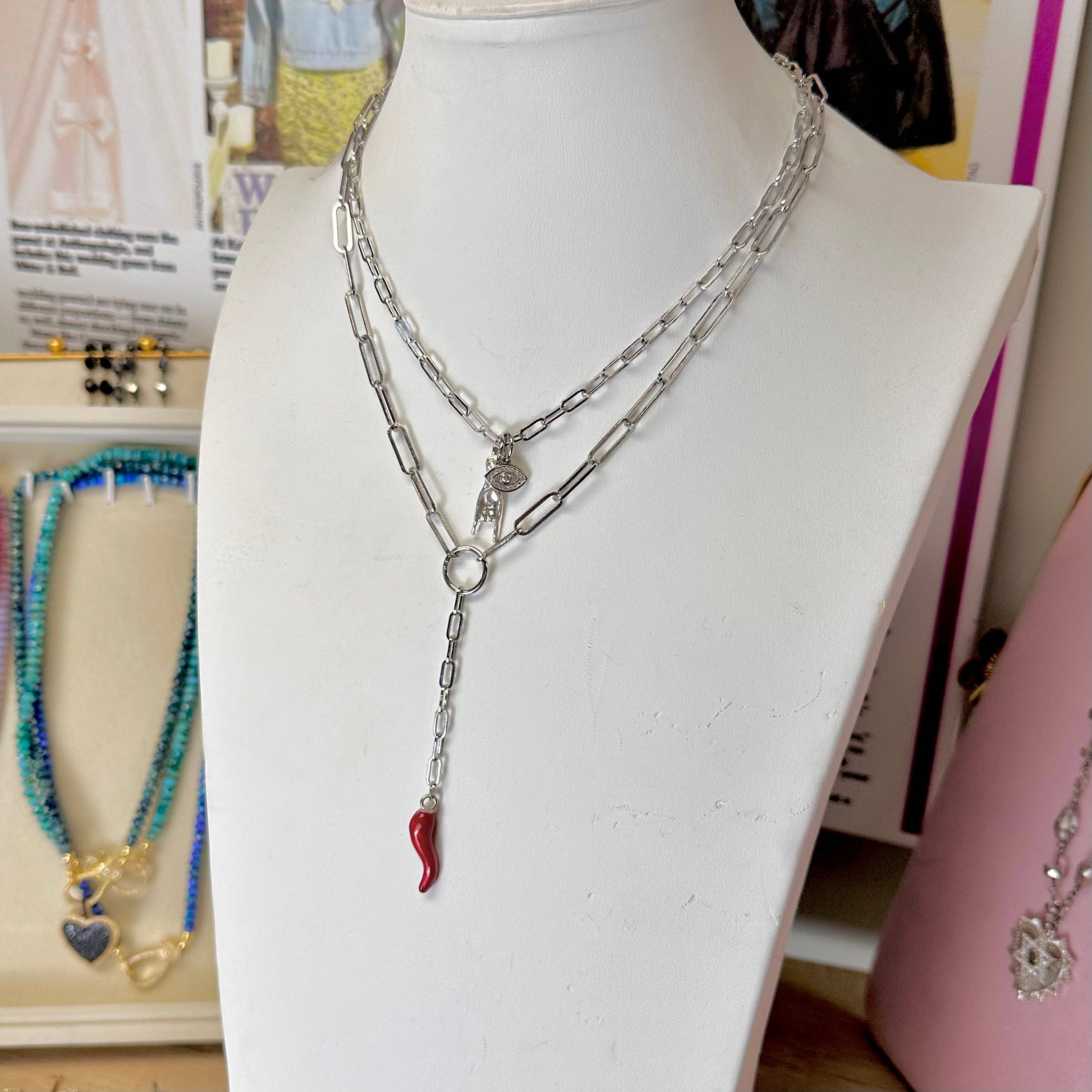 Love, Lisa - Wholesale Pendant/Charm Necklace - Martina Layered Necklace – Italian Horn & Mano Cornuto Amule3