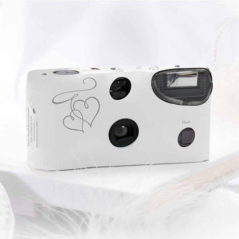 Weddingstar Inc. - Wholesale Disposable camera - Disposable Camera With Flash - Silver Enchanted Hearts