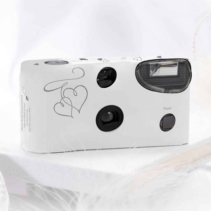 Weddingstar Inc. - Wholesale Disposable camera - Disposable Camera With Flash - Silver Enchanted Hearts0
