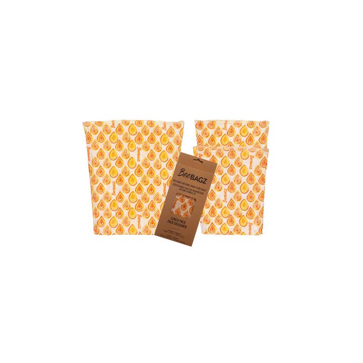 BeeBAGZ - Wholesale Food Storage Wrap/Bag - Lunch Pack of 3 - Reusable Beeswax Wrap Food Storage Bags