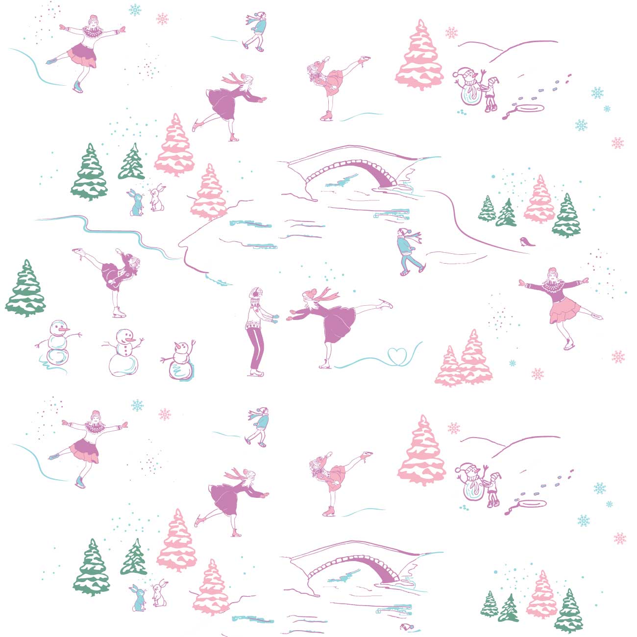 Petidoux - Wholesale Sleepwear Set - Kids - Pink Ice-skating & Snowmen Pima Toddler Pajamas Pima cotton1