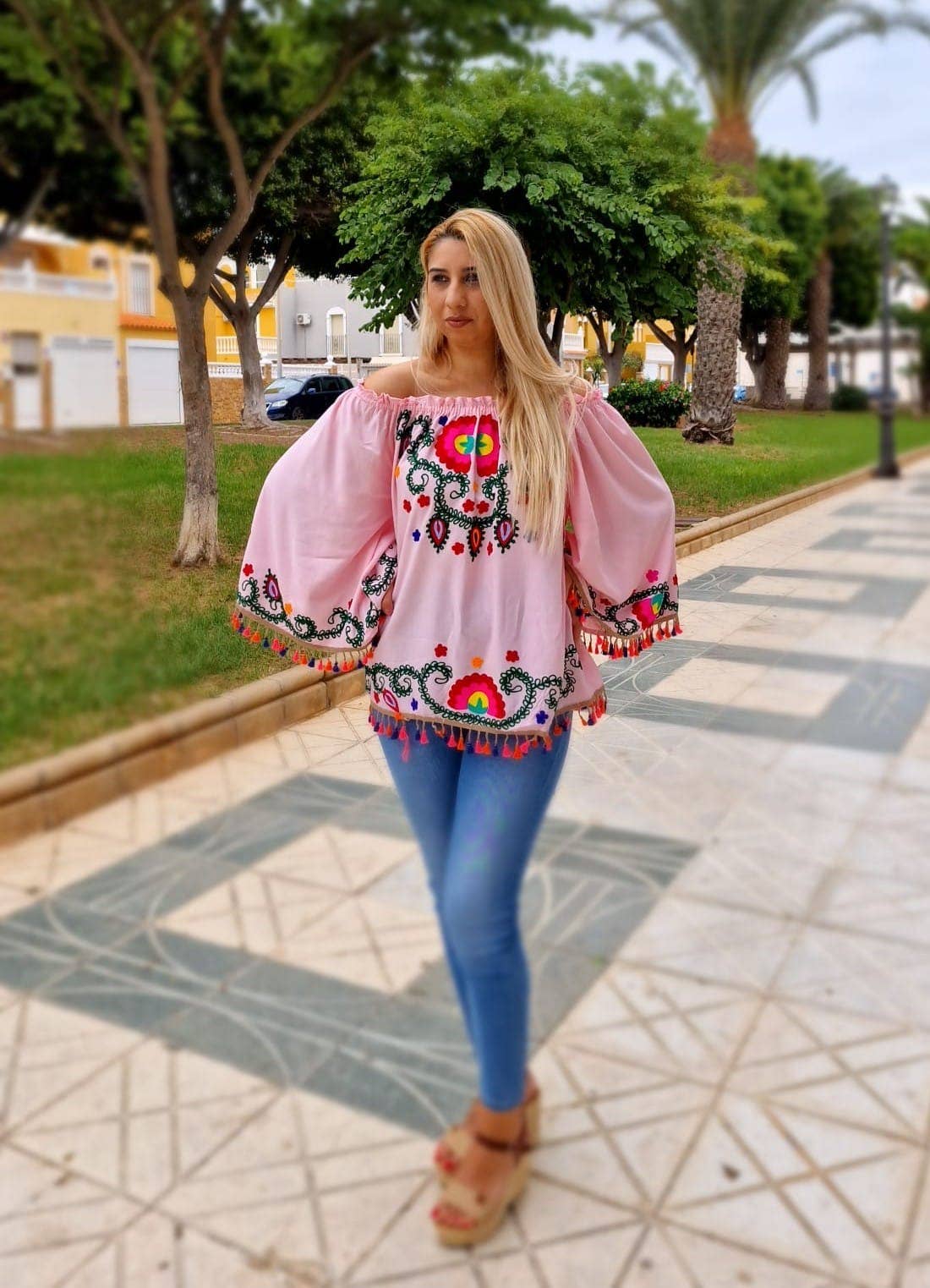TABITHA - Wholesale Blouse - Women's - Mexican Embroidered Blouse1
