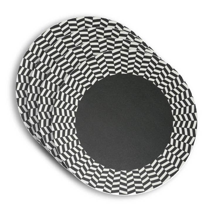 Black & White Chevron Vinyl Placemat Set of 4 for wholesale by Elizabeth Sutton Home