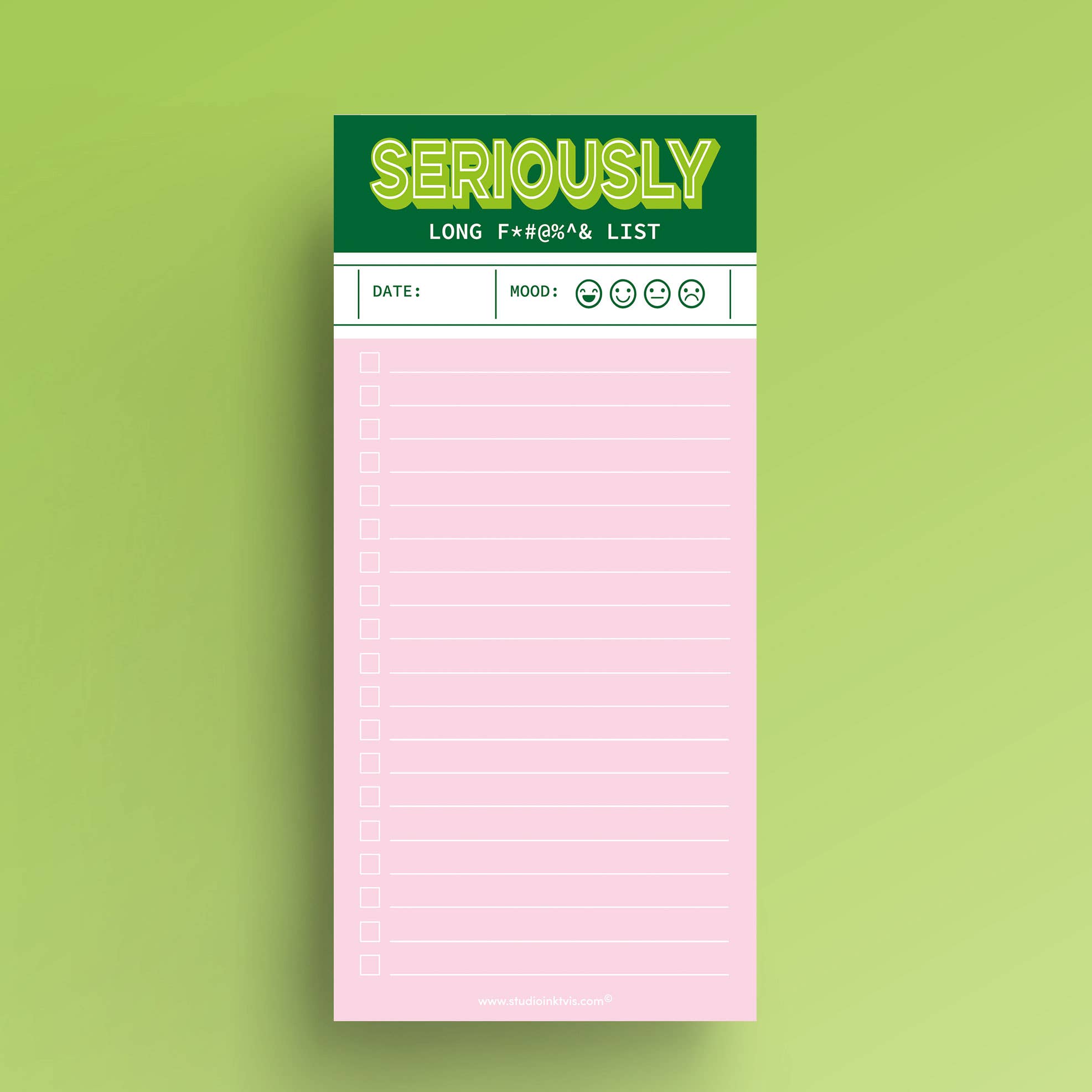 Studio Inktvis - Wholesale Notepad - Green pink funny Seriously long funking to do list notepad10