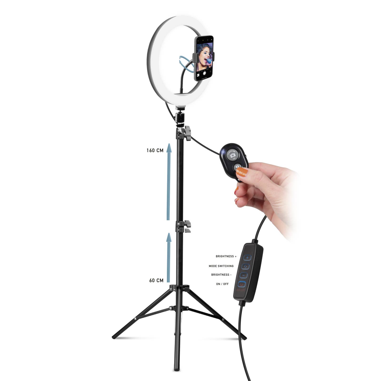SBS - Wholesale Handheld Flashlight - Selfie Ring Light With Extendable Tripod1
