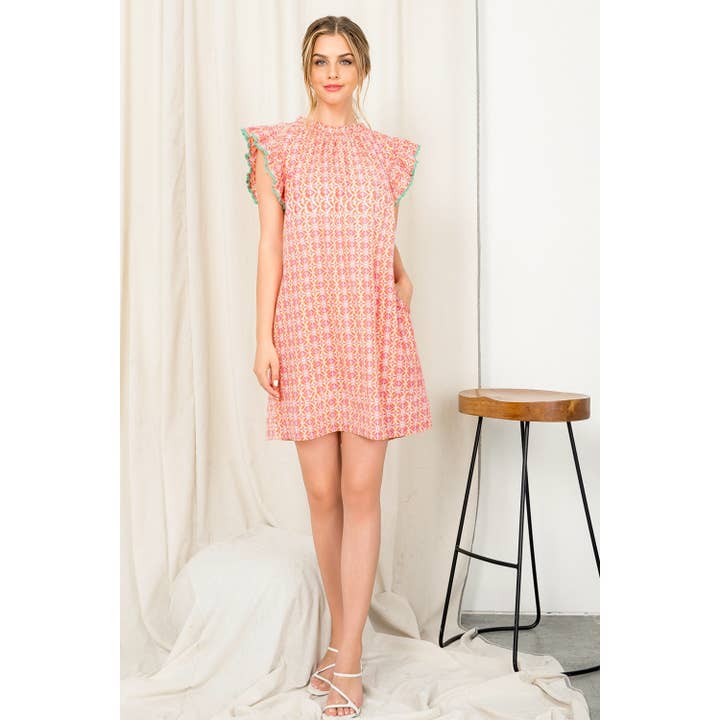 ORANGE Metallic Stripe Print Dress for wholesale on Faire